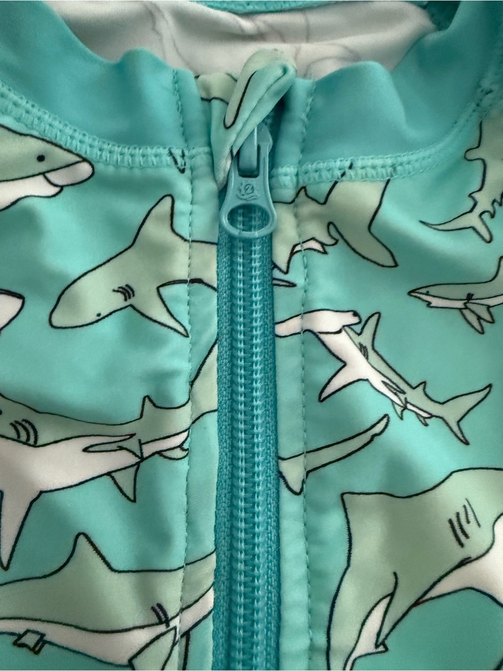 Kids One-Piece Swimsuit with Shark Print - Teal